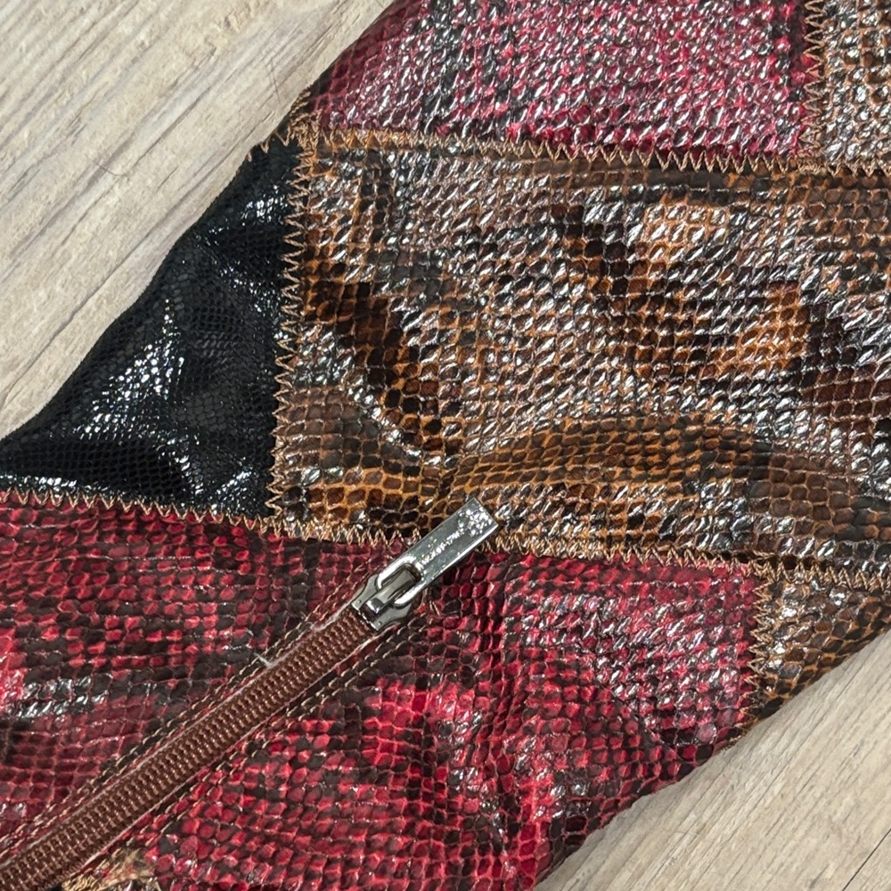 Stylish Brown and Red Patchwork inspired Knee-Hig… - image 7